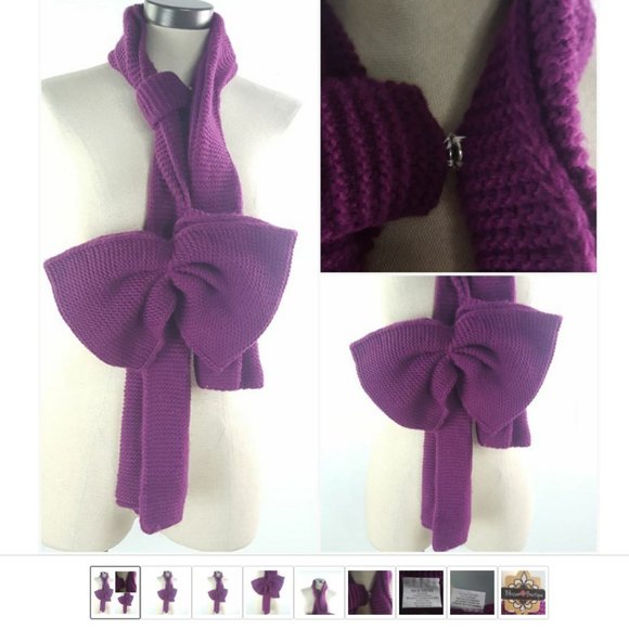 Large Bow Knit Scarf Purple nwt Blossom Boutique - Picture 9 of 9